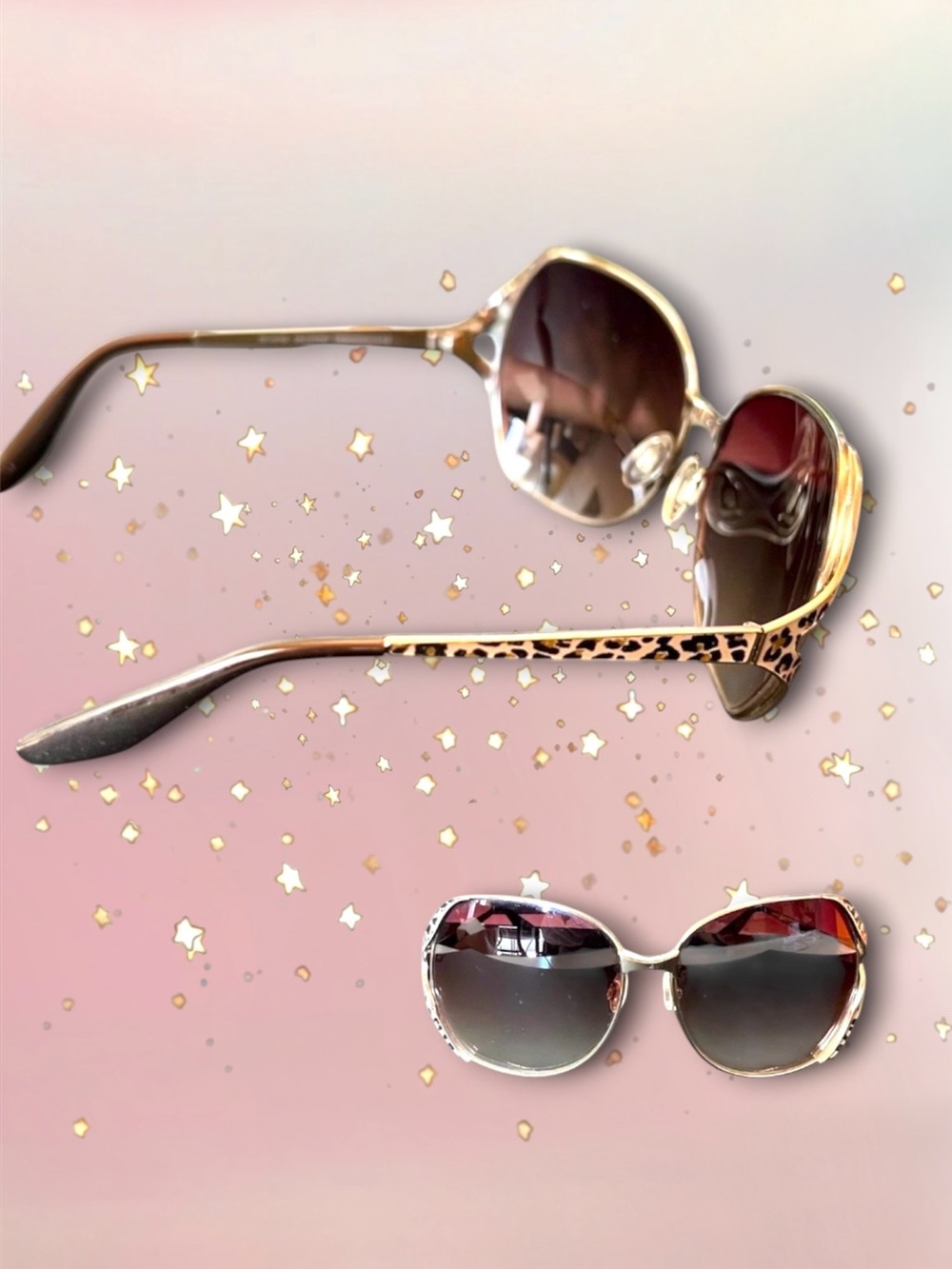 💞BARTON PERREIRA Oversized Sunglasses Leopard Gold Frame Smokey Topaz 63-14-120